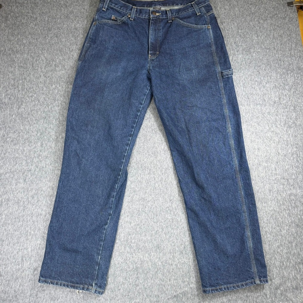Dickies Jeans Men 34x32 Blue Carpenter Relaxed Fit‎ Straight Leg Denim Workwear